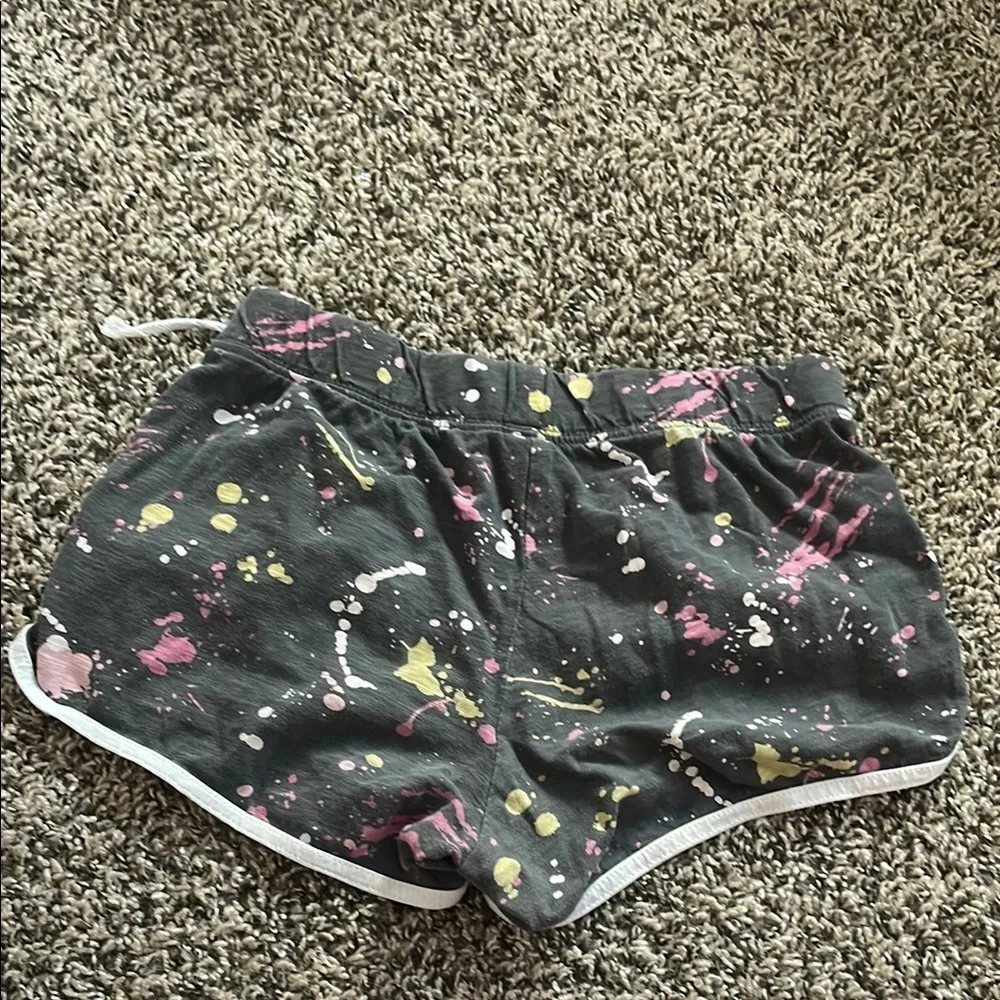 Justice Kids Splatter Print Shorts - Black, Pink, Yellow
